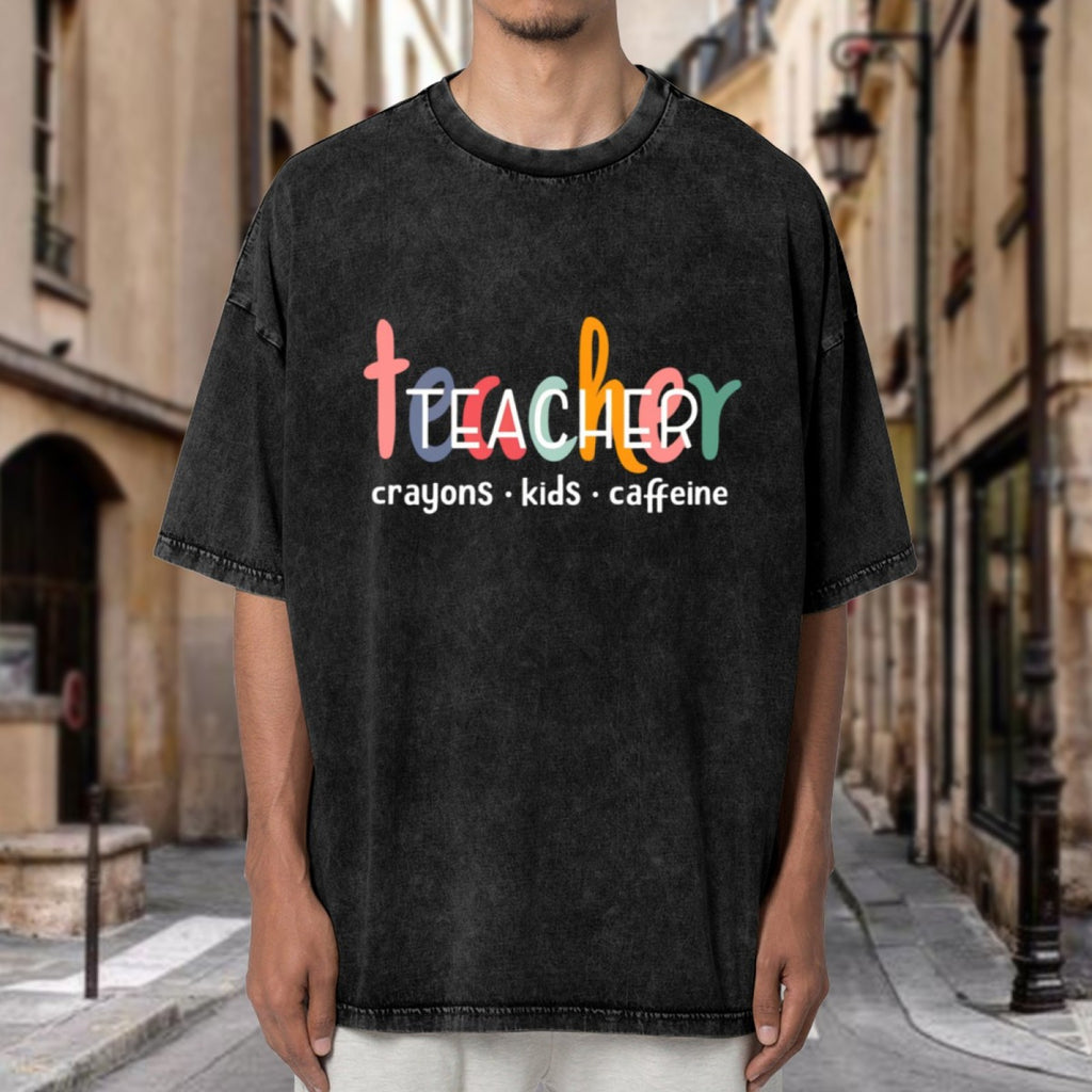 Funny Teacher washed graphic T-shirt product image