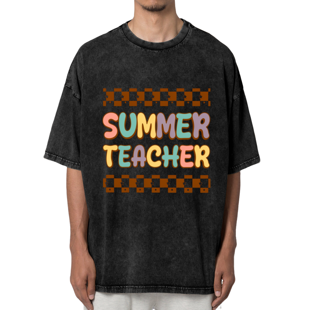 Groovy Teacher Vacation washed graphic T-shirt product image