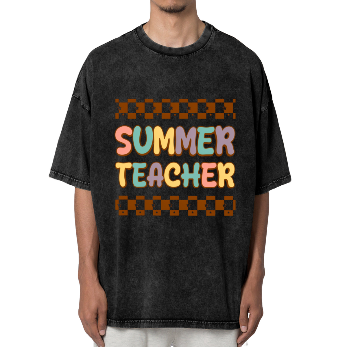 Groovy Teacher Vacation washed graphic T-shirt product image