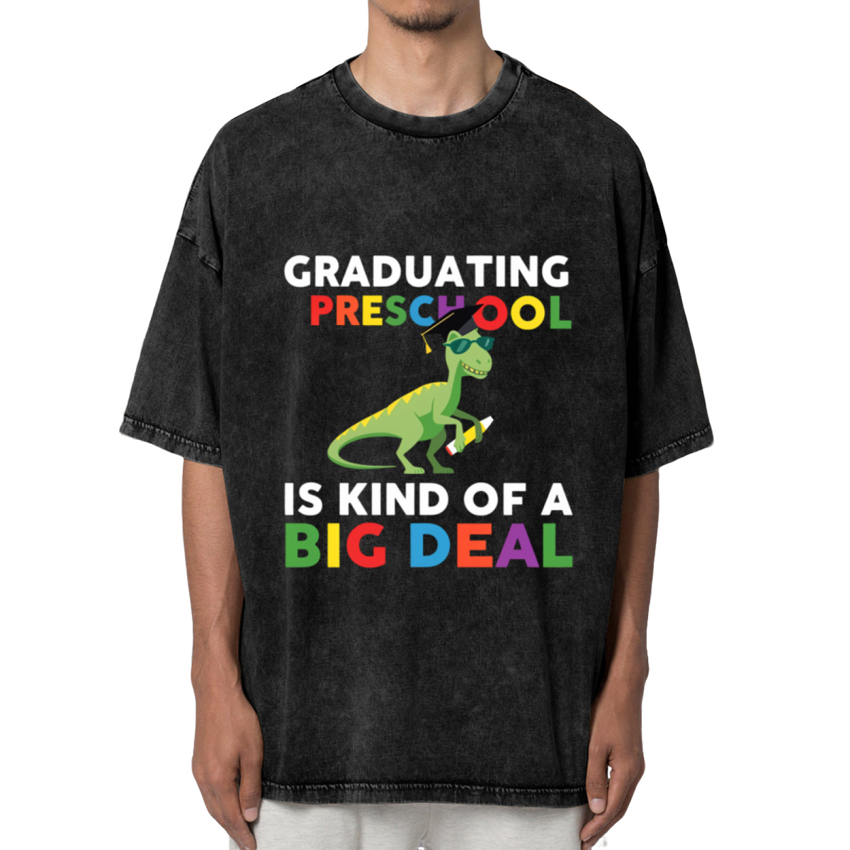 Dinosaur Preschool Graduate 2026 washed graphic T-shirt product image