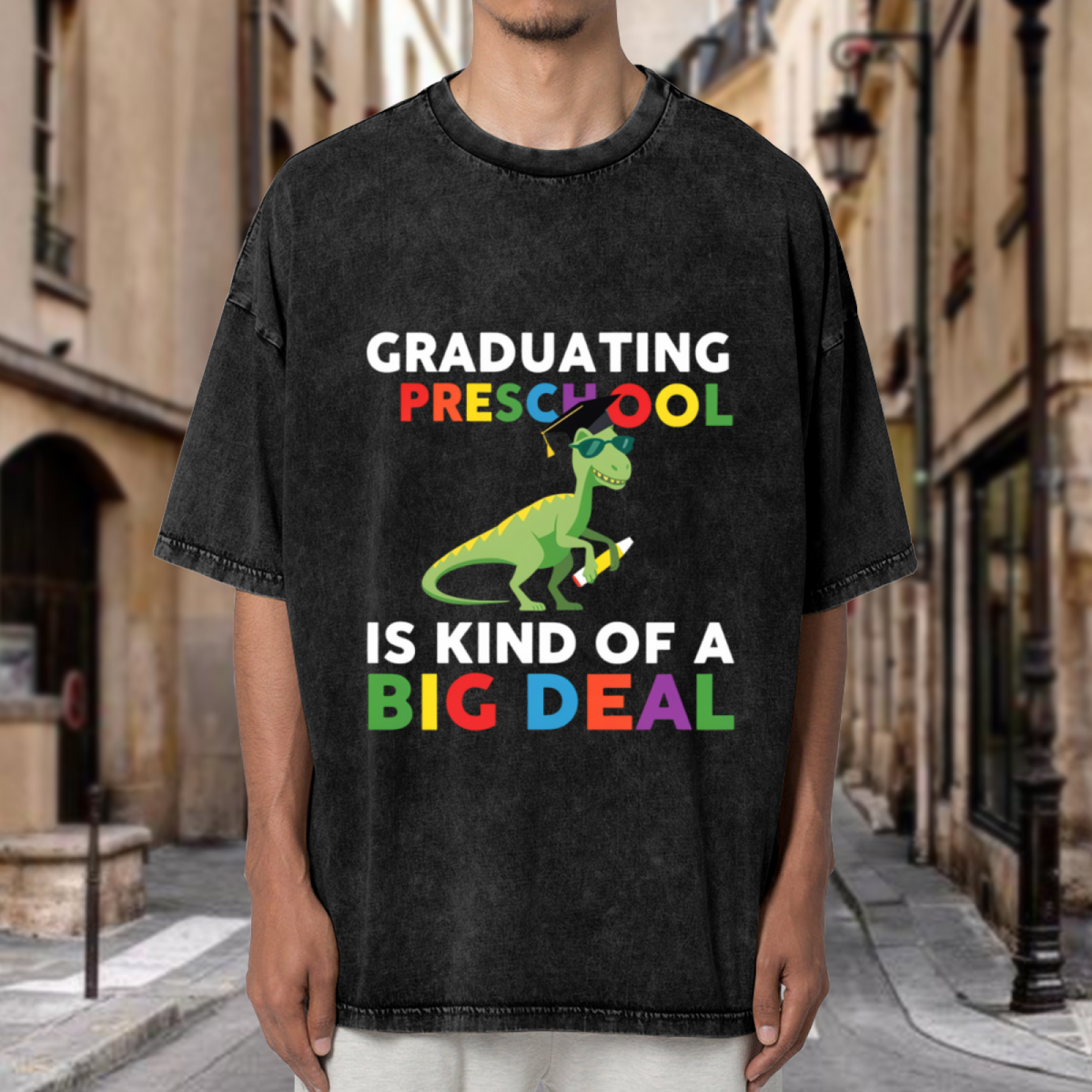 Dinosaur Preschool Graduate 2026 washed graphic T-shirt product image