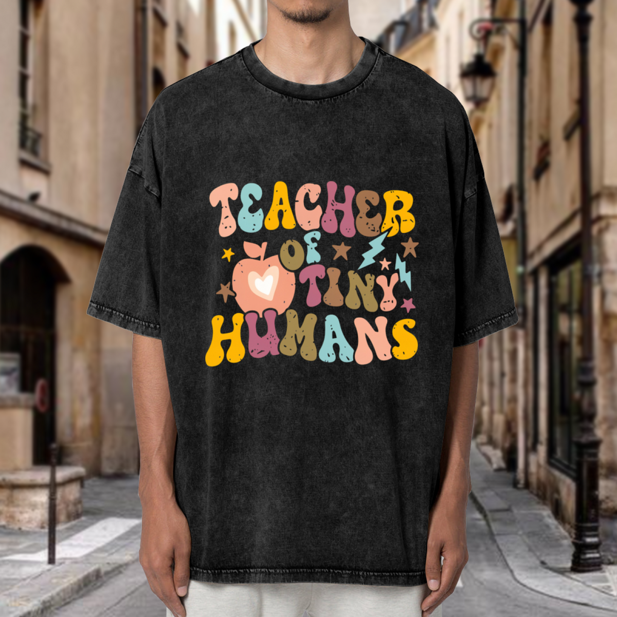 Teacher of Tiny Humans washed graphic T-shirt product image