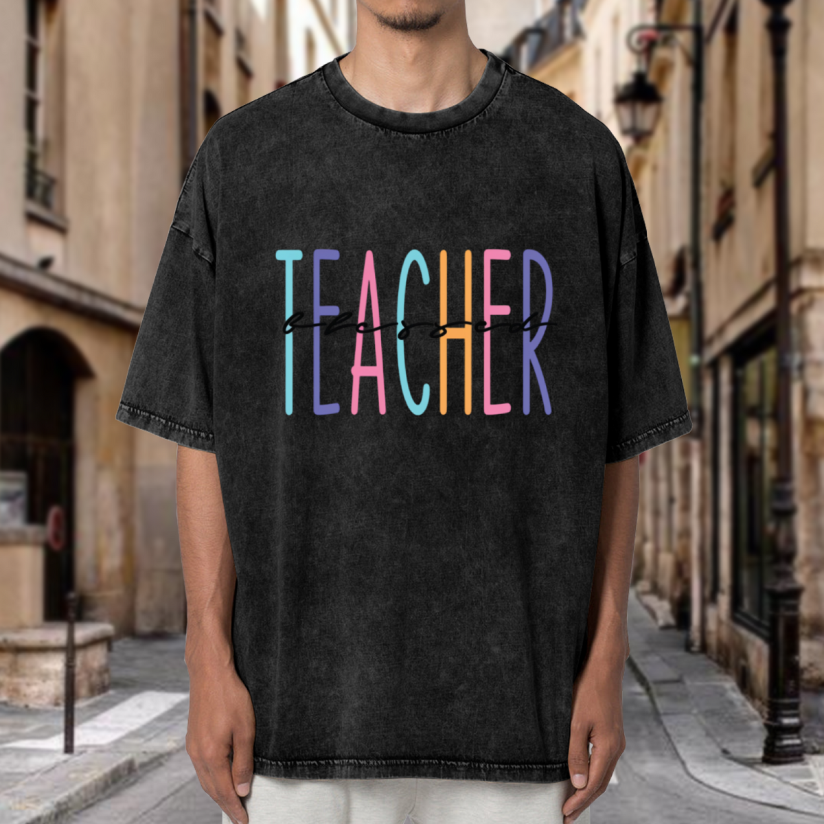 Blessed Teacher washed graphic T-shirt product image