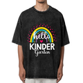Hello Kindergarten Rainbow Teacher washed graphic T-shirt product image