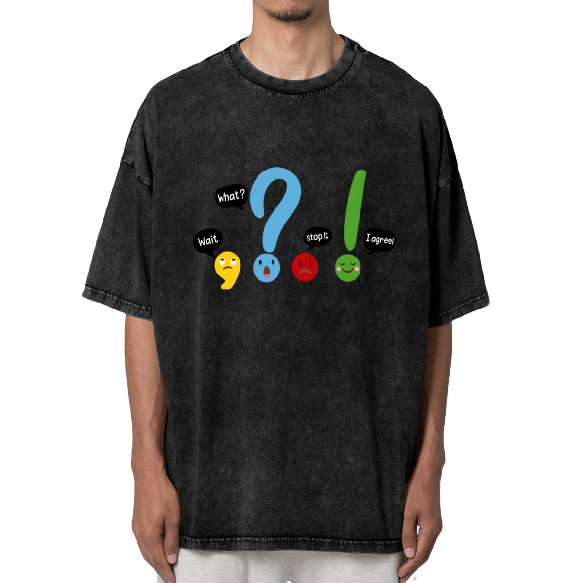 Funny Grammar Teacher washed graphic T-shirt product image