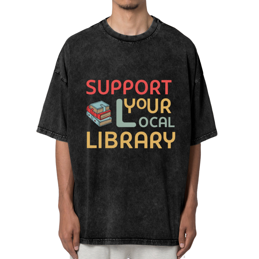 Support Your Local Library washed graphic T-shirt product image