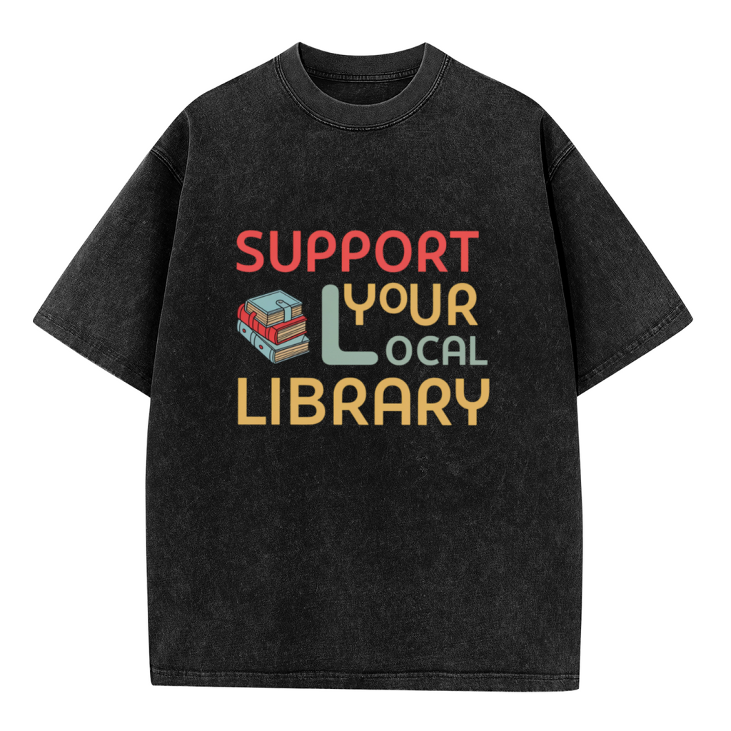 Support Your Local Library washed graphic T-shirt product image