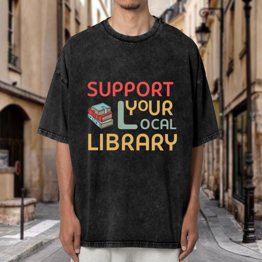 Support Your Local Library washed graphic T-shirt product image