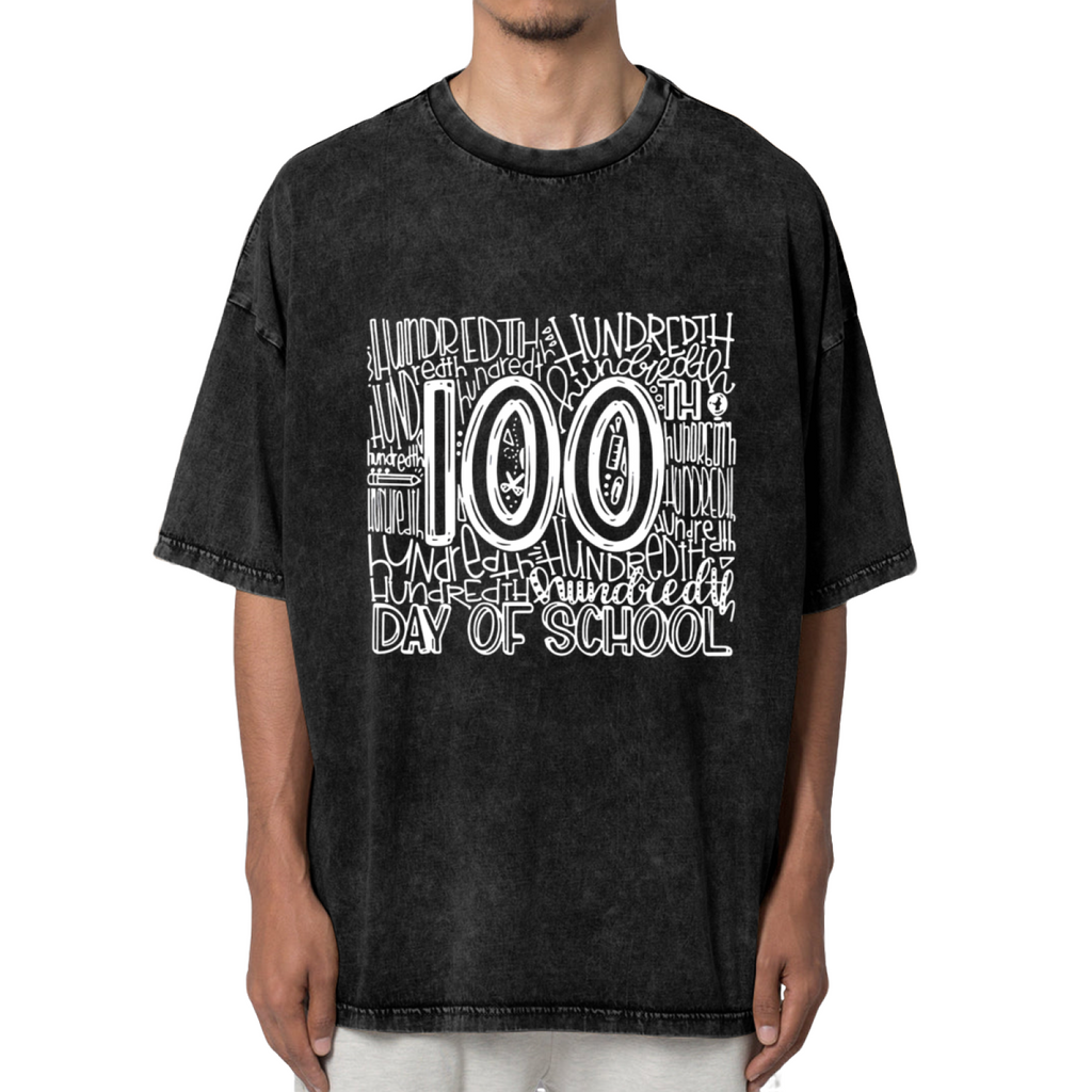 Teacher 100 Days of School washed graphic T-shirt product image