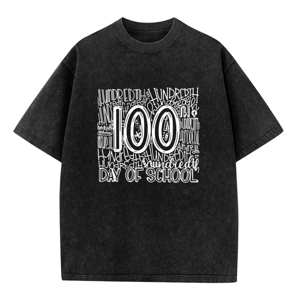 Teacher 100 Days of School washed graphic T-shirt product image
