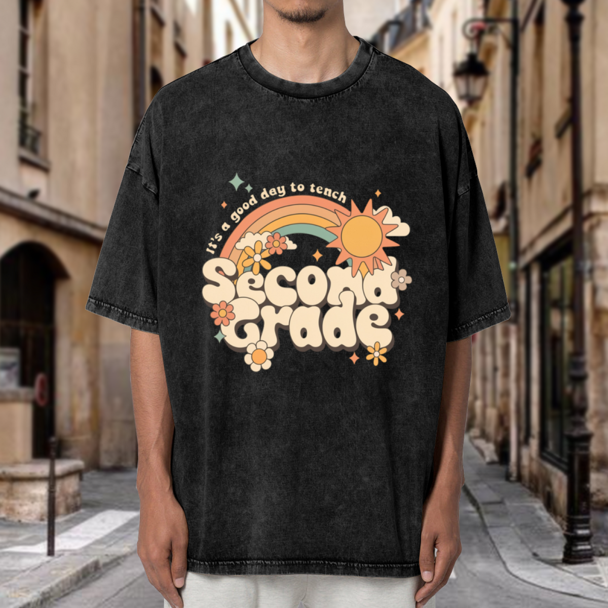 It's a Good Day to Teach Second Grade washed graphic T-shirt product image