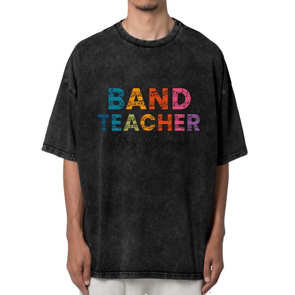 Custom Band Teacher washed graphic T-shirt product image