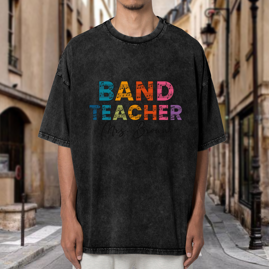 Custom Band Teacher washed graphic T-shirt product image