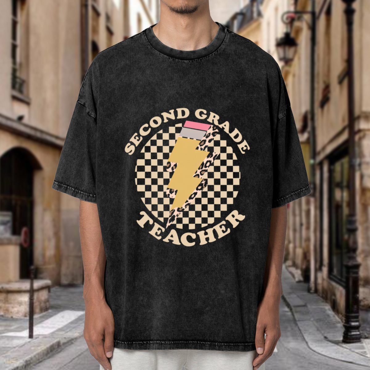 Retro Second Grade Teacher washed graphic T-shirt product image