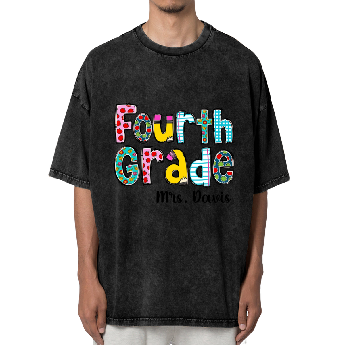 Customized Teacher washed graphic T-shirt product image