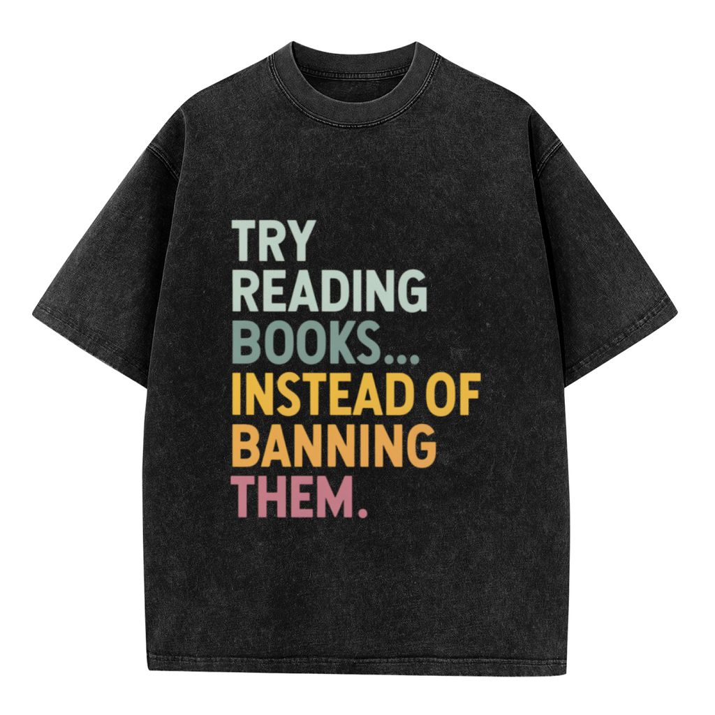 Anti Book Banning washed graphic T-shirt product image