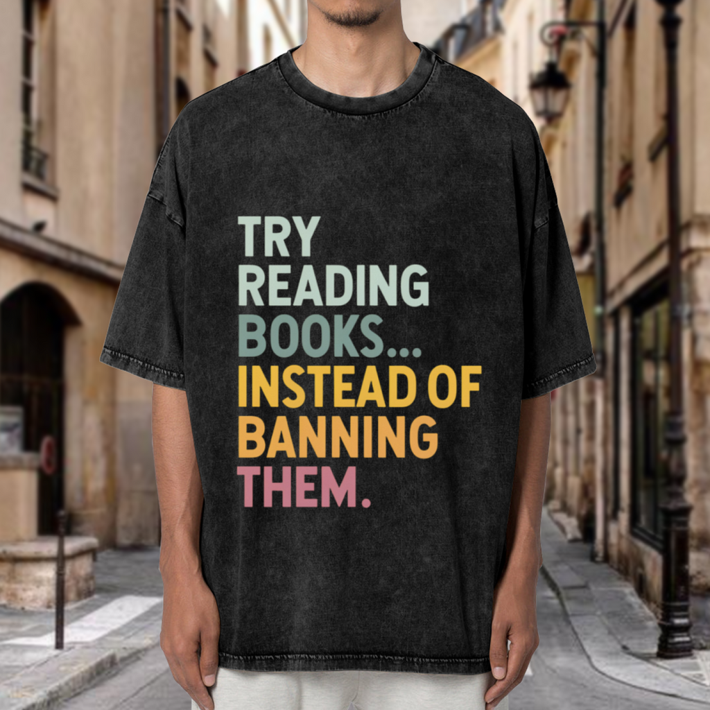 Anti Book Banning washed graphic T-shirt product image