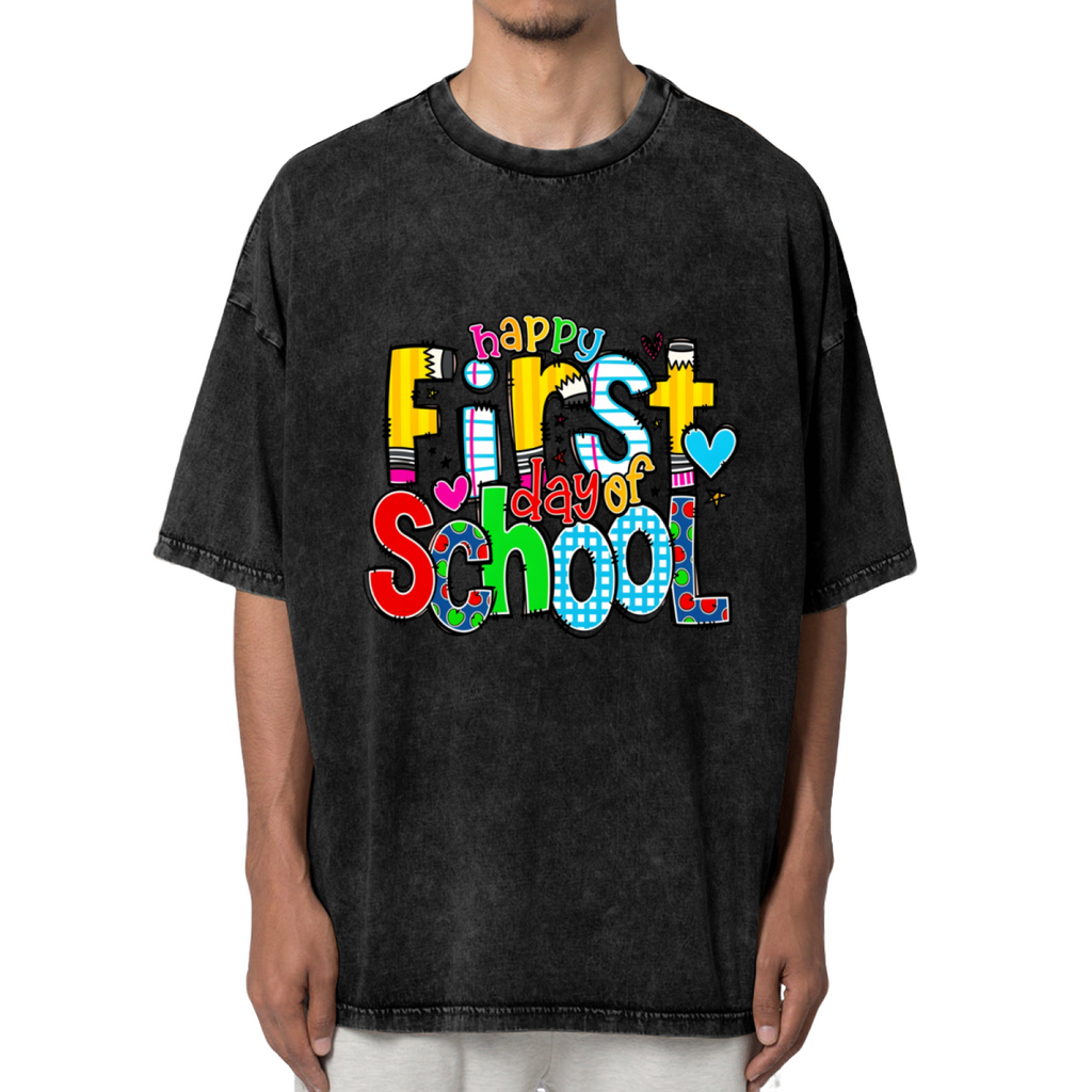 Happy 1st Day Of School washed graphic T-shirt product image