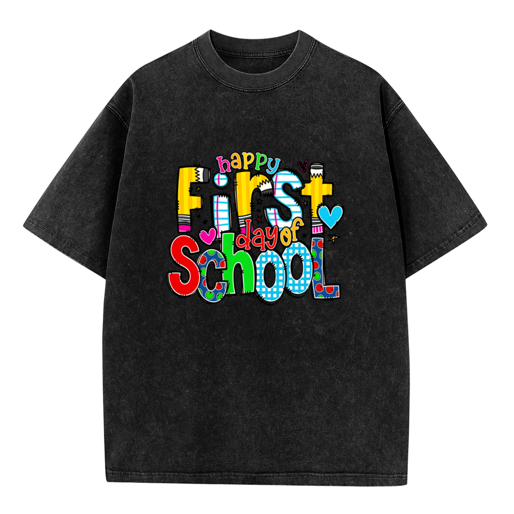 Happy 1st Day Of School washed graphic T-shirt product image