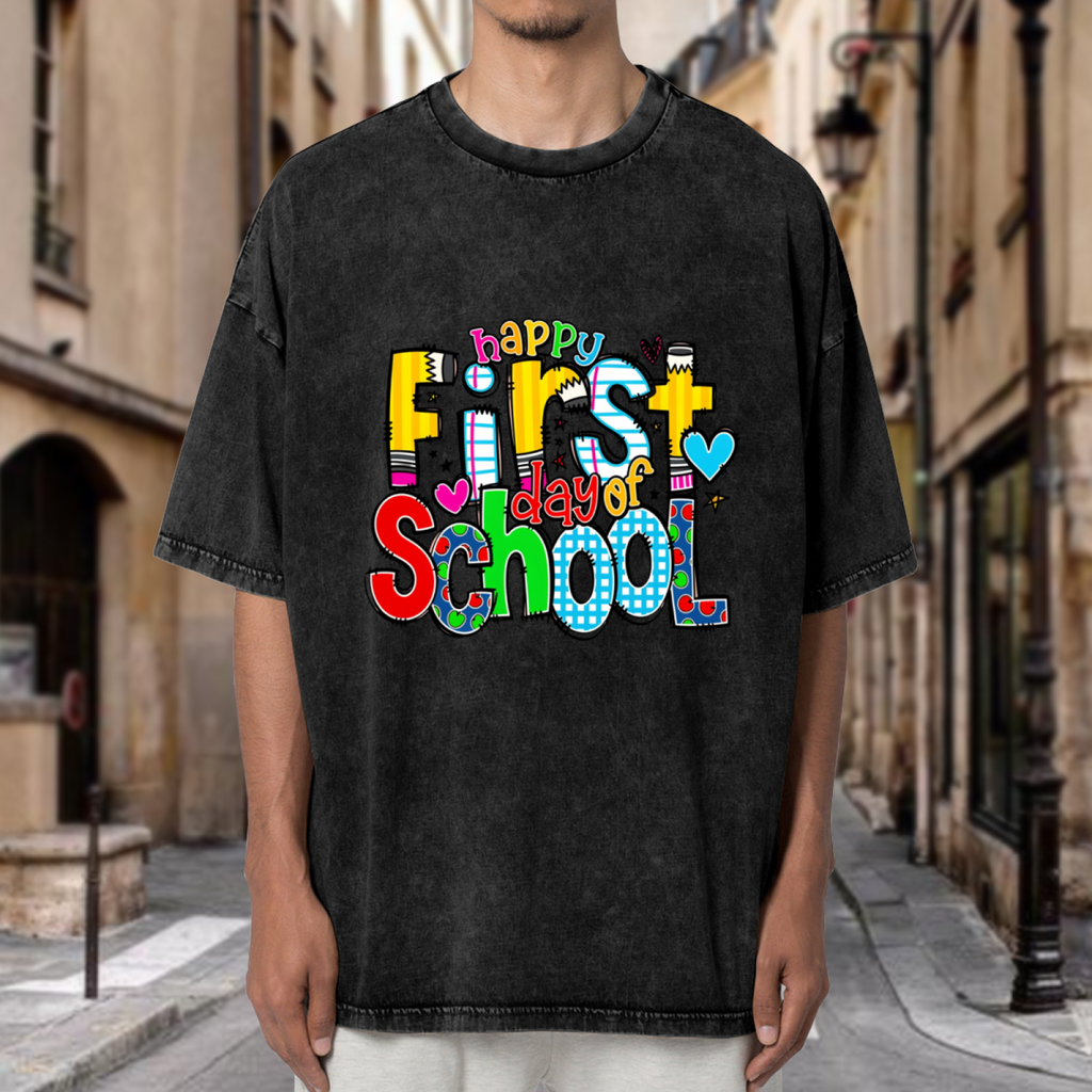 Happy 1st Day Of School washed graphic T-shirt product image