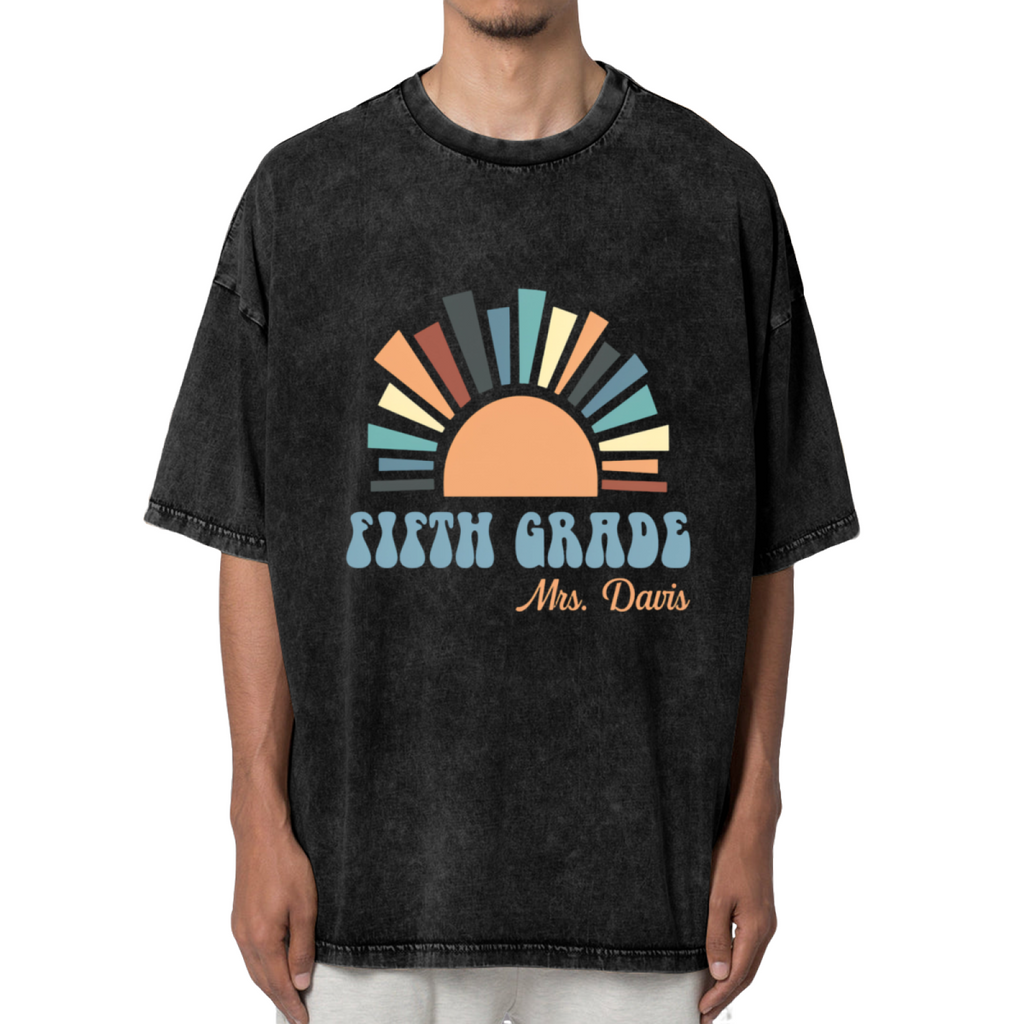 Retro Fifth Grade Teacher washed graphic T-shirt product image