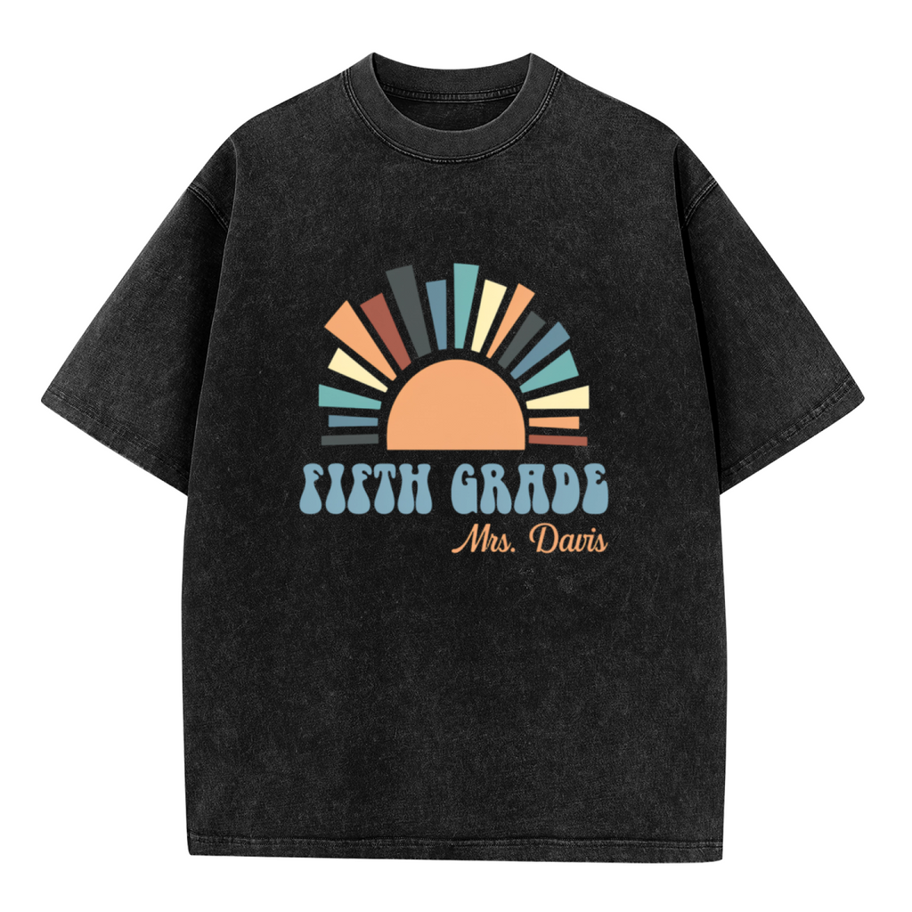 Retro Fifth Grade Teacher washed graphic T-shirt product image