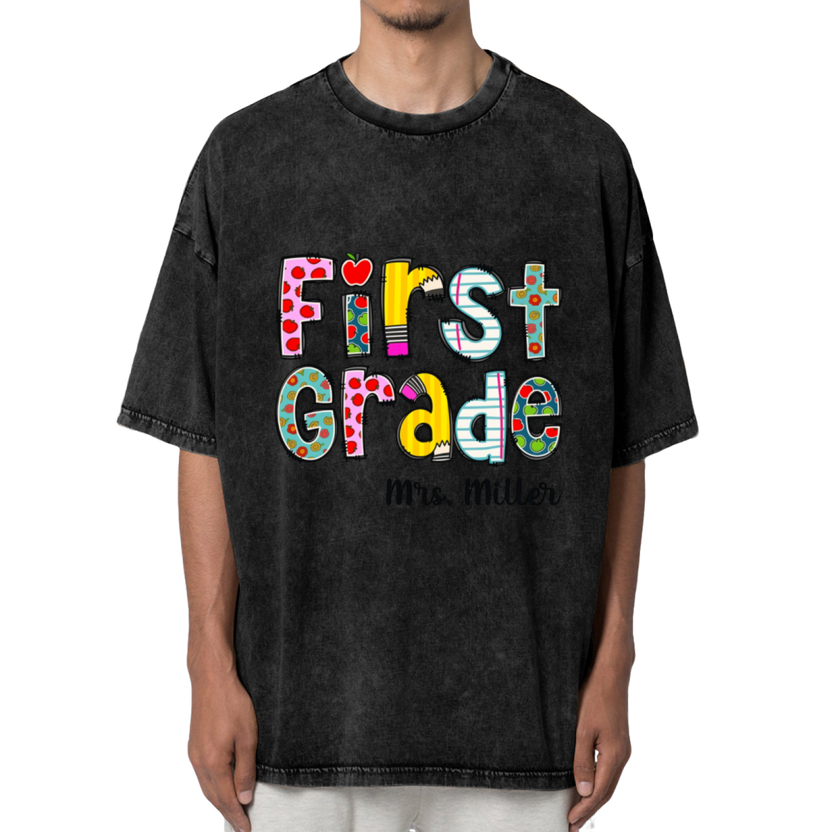 Custom Teacher washed graphic T-shirt product image