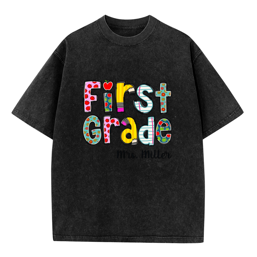 Custom Teacher washed graphic T-shirt product image
