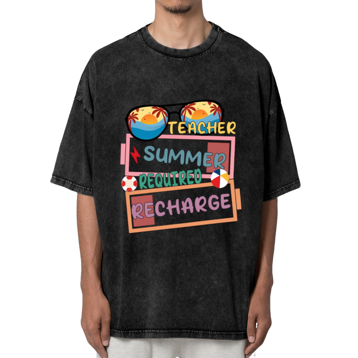 Teacher Summer Break Graphic washed graphic T-shirt product image