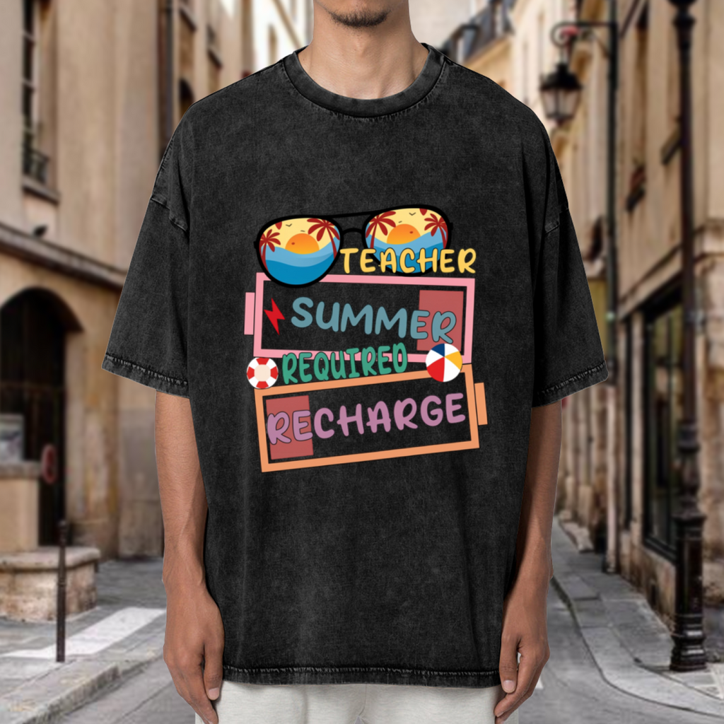 Teacher Summer Break Graphic washed graphic T-shirt product image