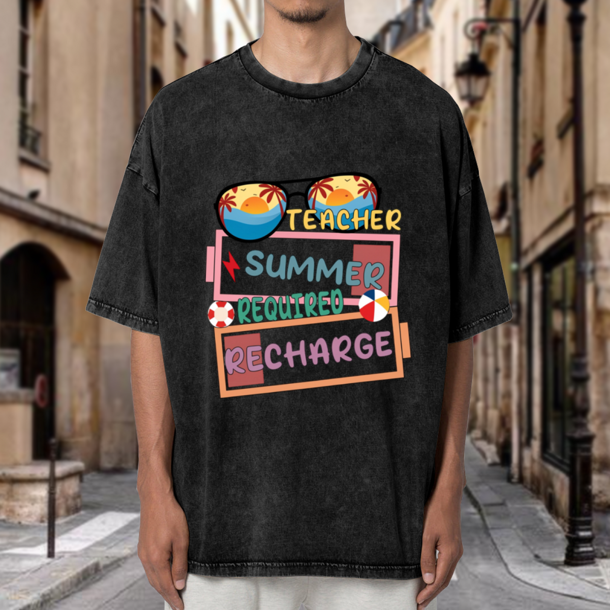 Teacher Summer Break Graphic washed graphic T-shirt product image