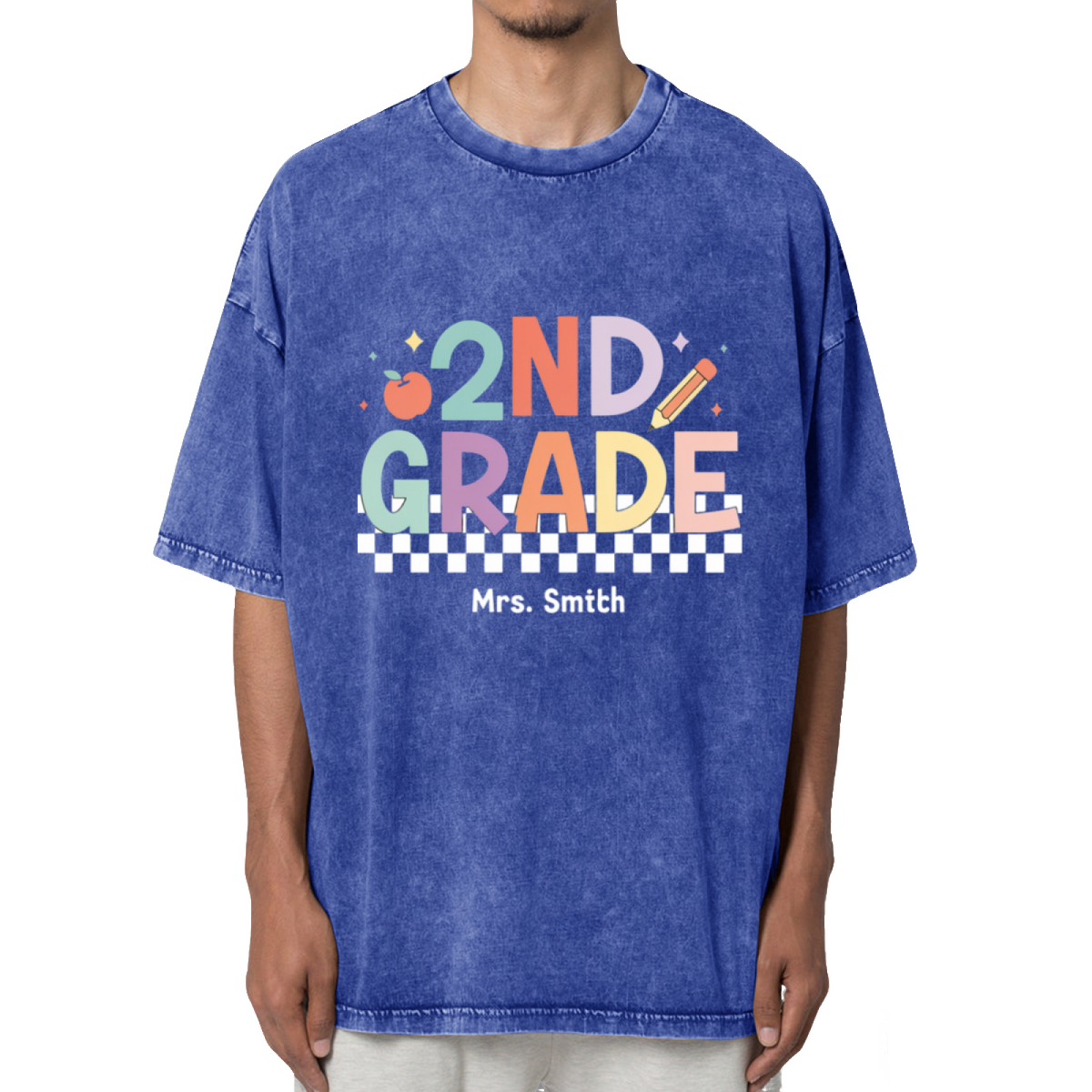 2nd Grade Teacher Washed Graphic T-Shirt