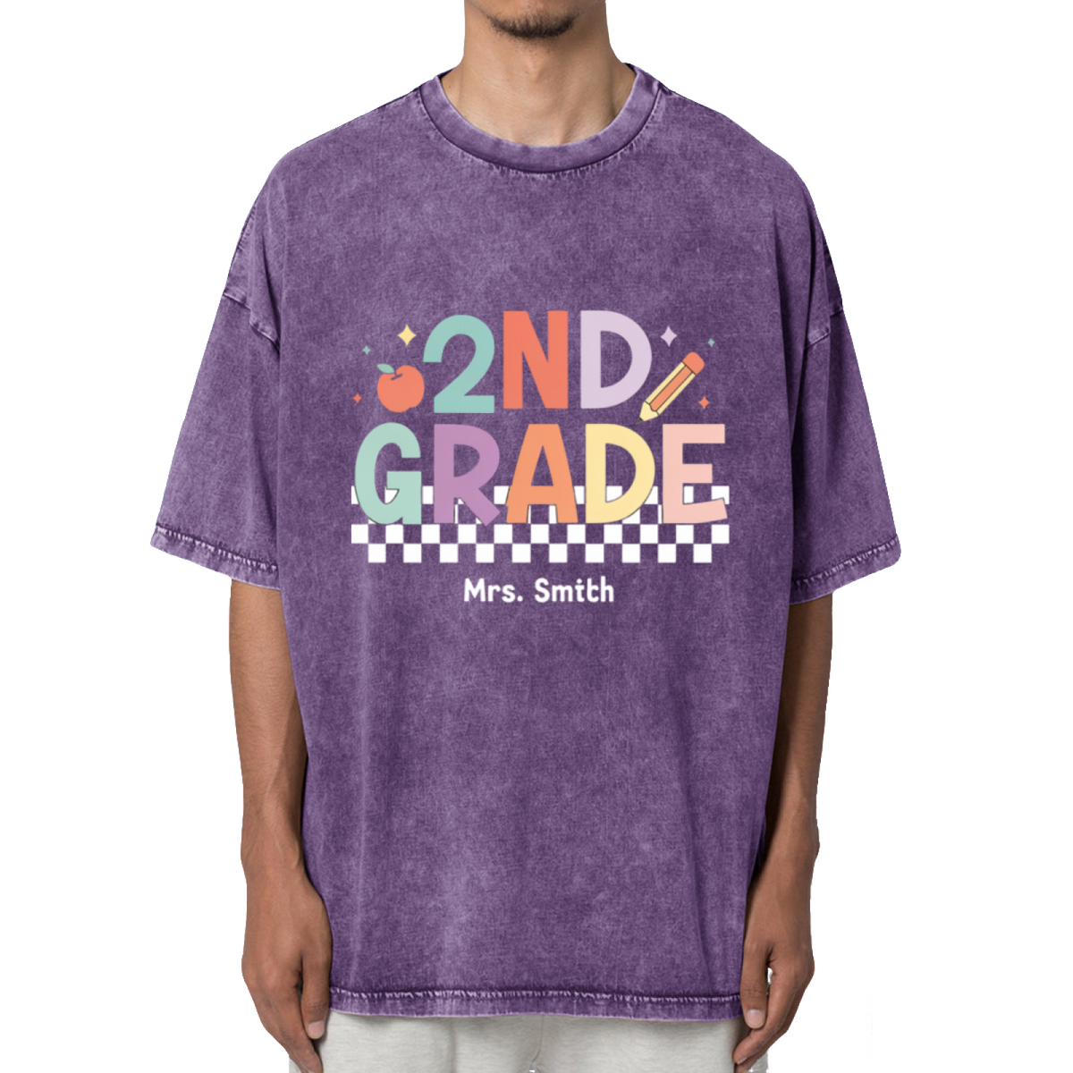 2nd Grade Teacher Washed Graphic T-Shirt