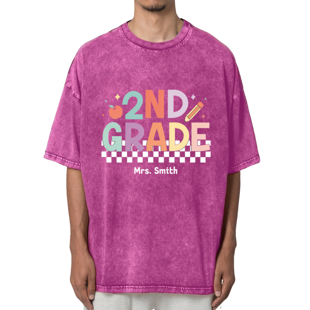 2nd Grade Teacher Washed Graphic T-Shirt