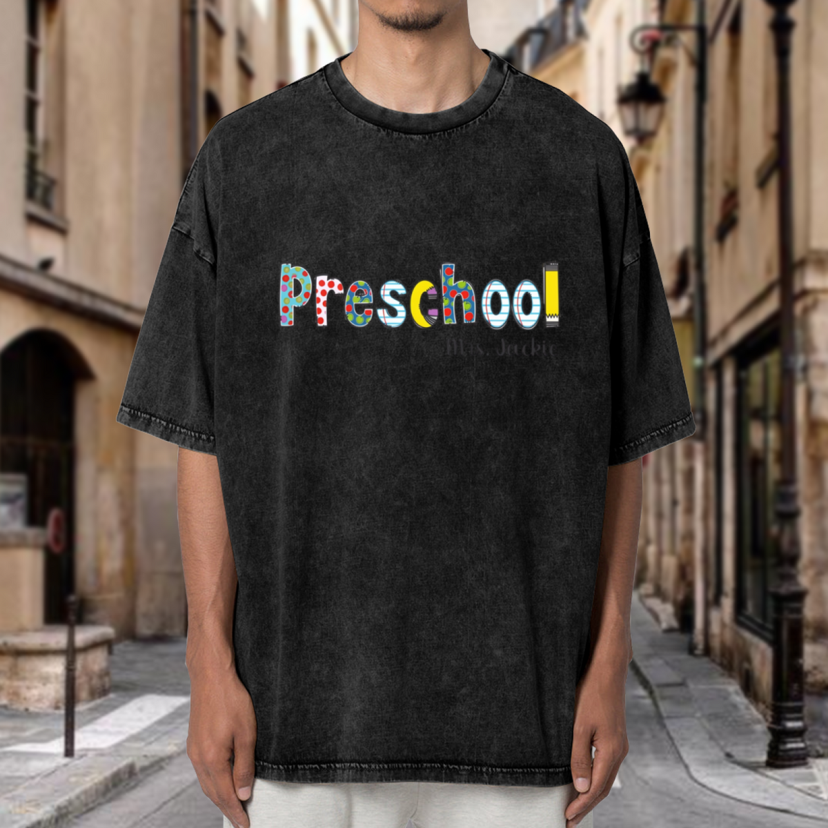 Preschool Teacher washed graphic T-shirt product image