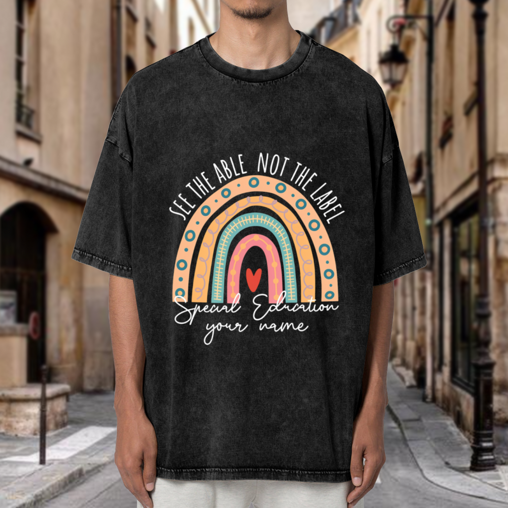 Custom Teacher washed graphic T-shirt product image