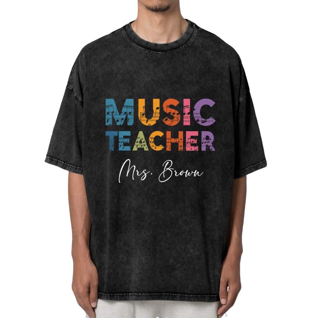 Custom Music Teacher washed graphic T-shirt product image