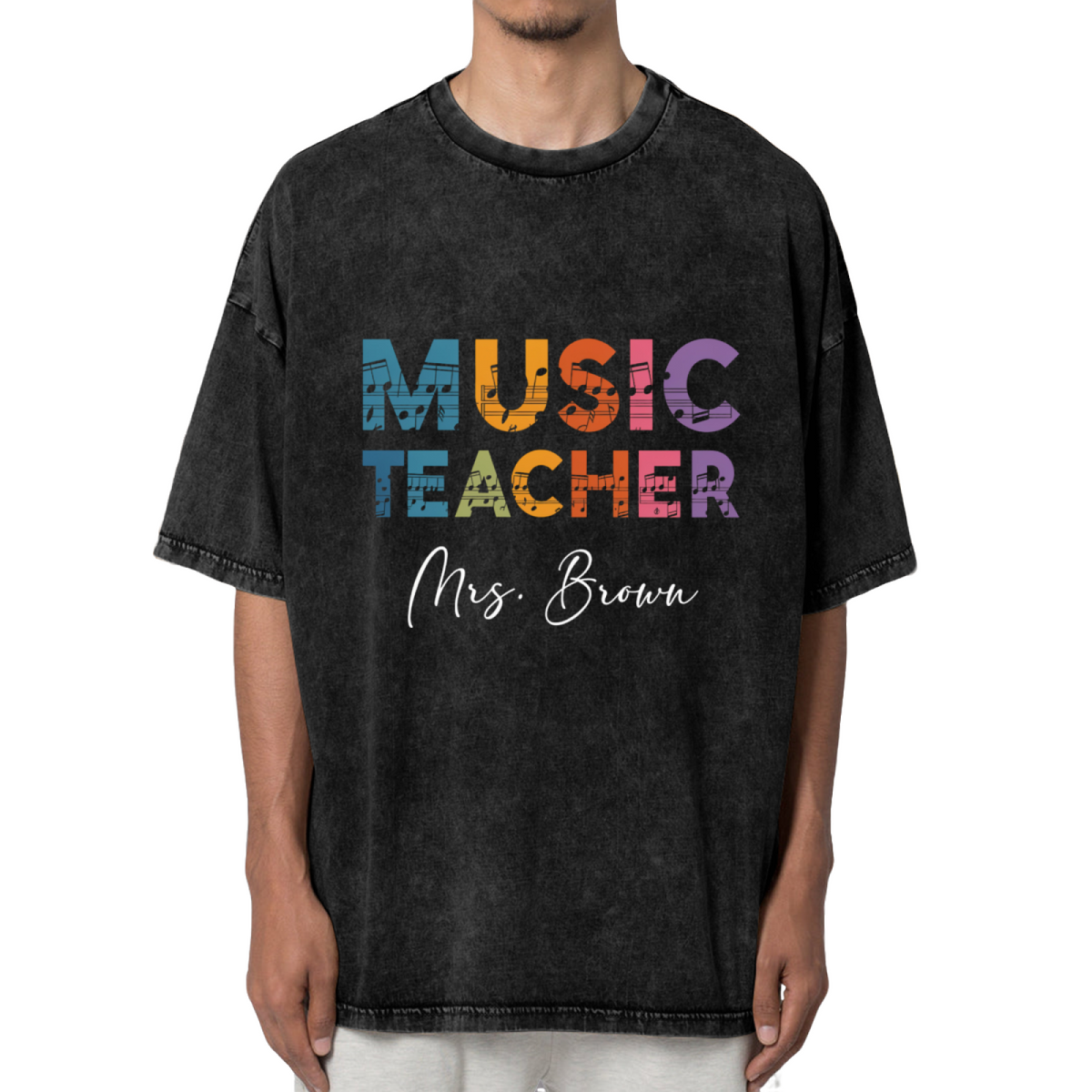 Custom Music Teacher washed graphic T-shirt product image