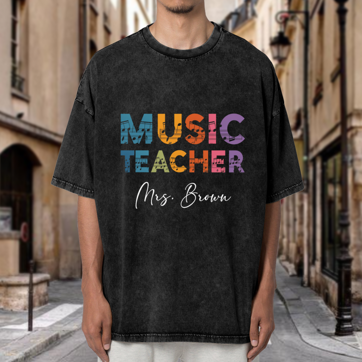 Custom Music Teacher washed graphic T-shirt product image