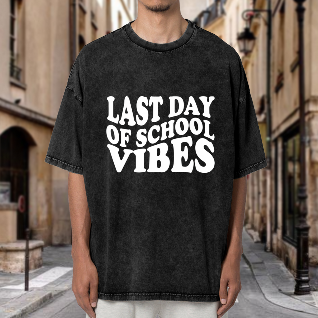Last Day Of School Vibes washed graphic T-shirt product image