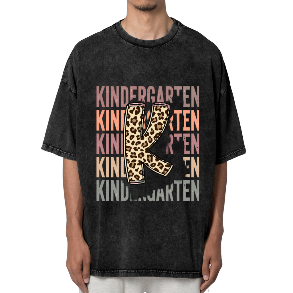 Retro Kindergarten Teacher washed graphic T-shirt product image