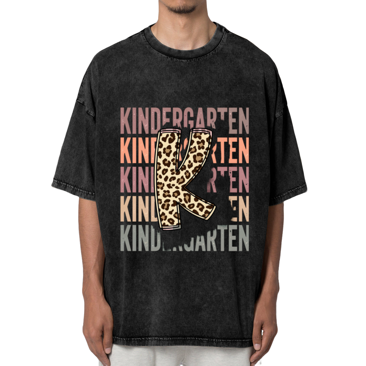 Retro Kindergarten Teacher washed graphic T-shirt product image
