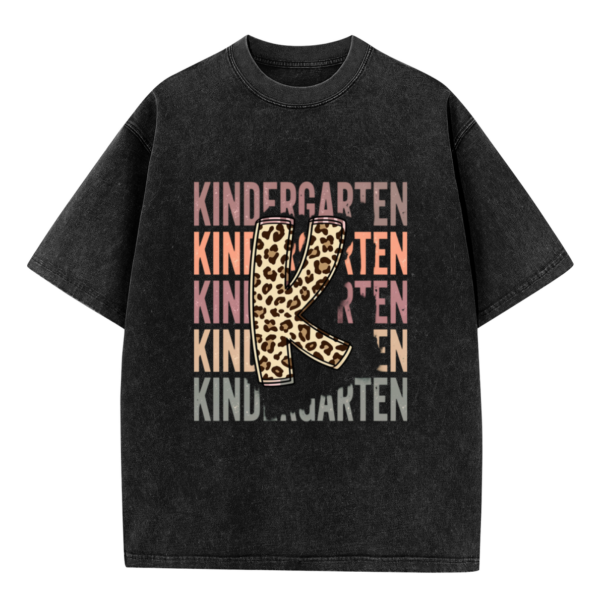 Retro Kindergarten Teacher washed graphic T-shirt product image