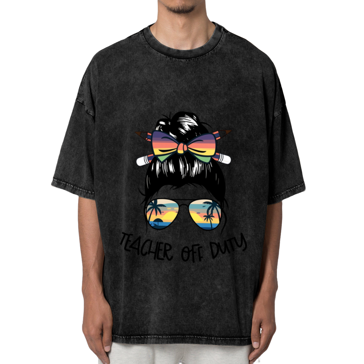 Funny Teacher Summer Vacation washed graphic T-shirt product image