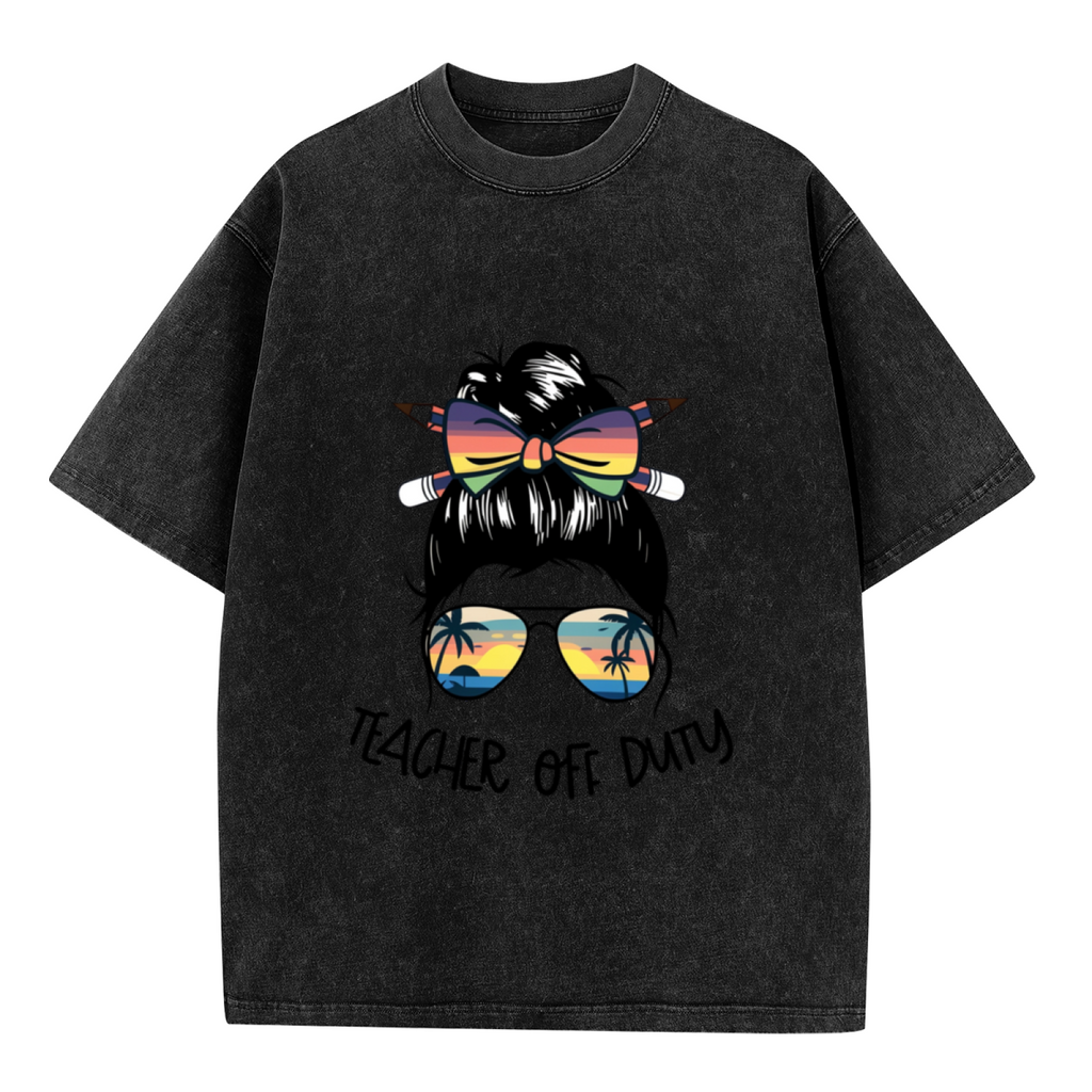 Funny Teacher Summer Vacation washed graphic T-shirt product image