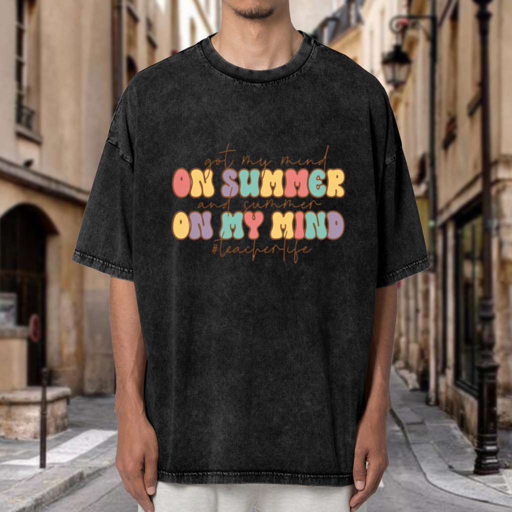 Retro Teacher Summer Break washed graphic T-shirt product image