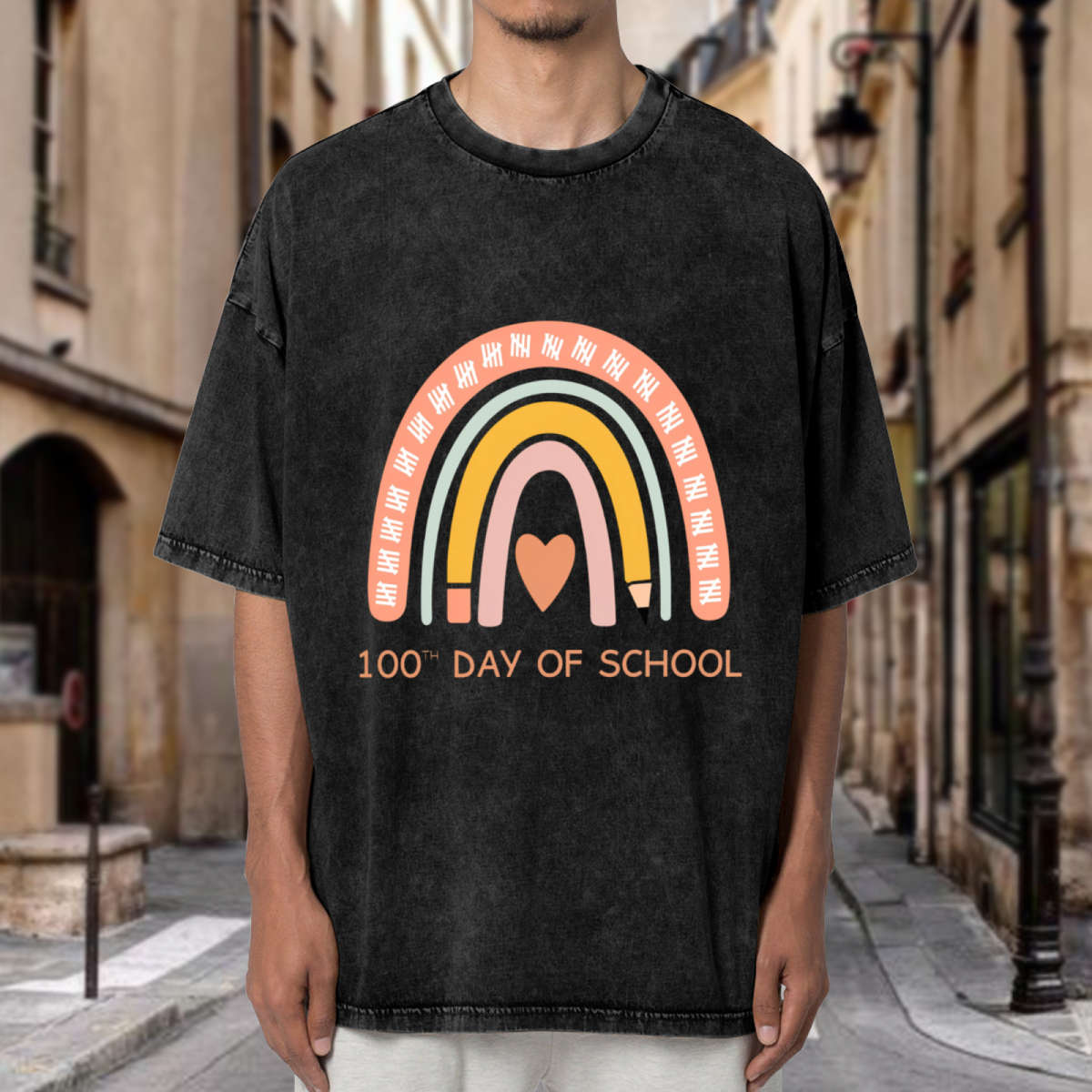 100th Day of School washed graphic T-shirt product image