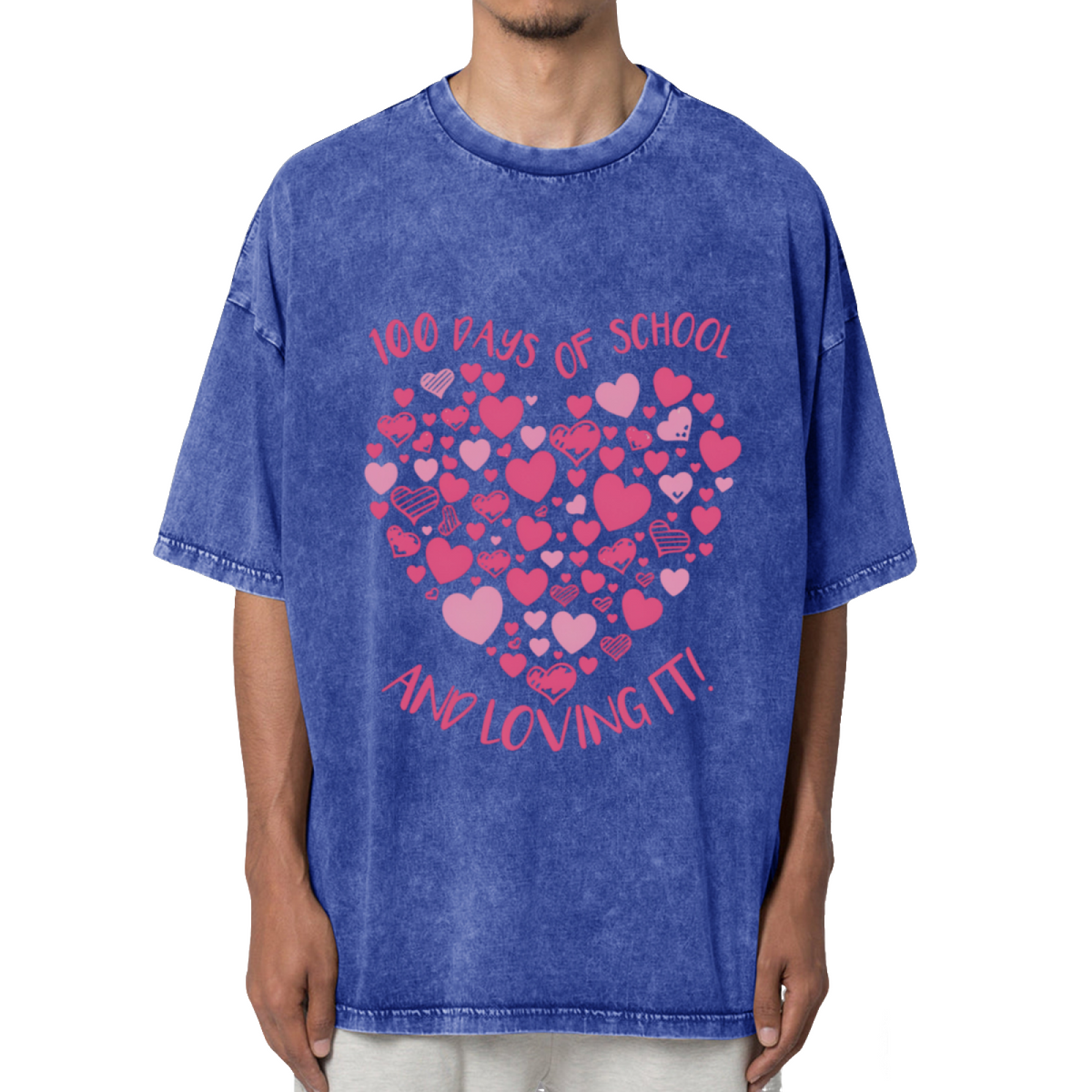 100 Days Of Hearts Washed Graphic T-Shirt