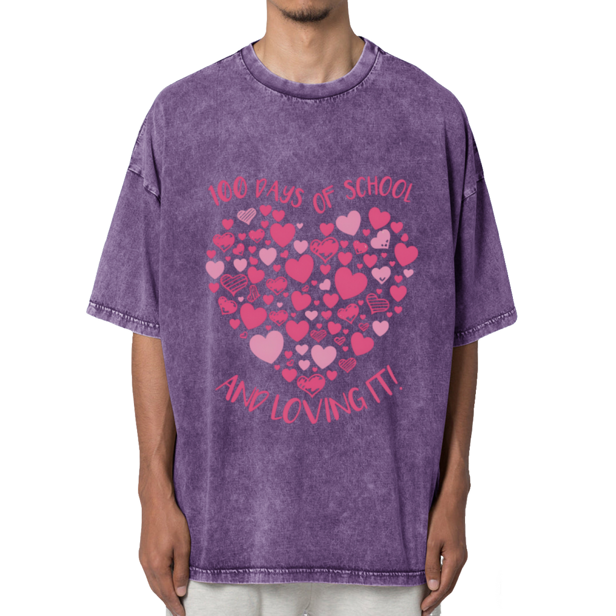 100 Days Of Hearts Washed Graphic T-Shirt