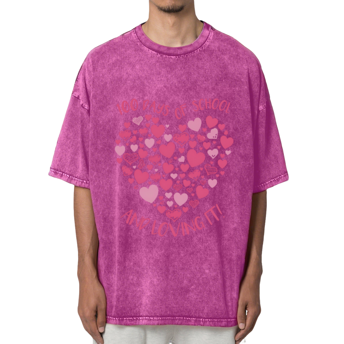 100 Days Of Hearts Washed Graphic T-Shirt